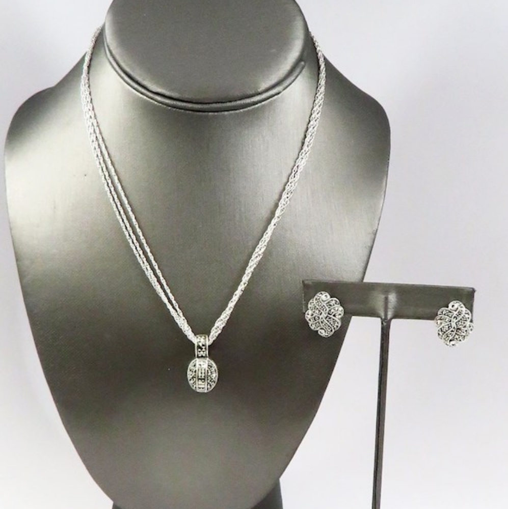 Judith Jack Sterling Necklace & Earrings - 14.9g